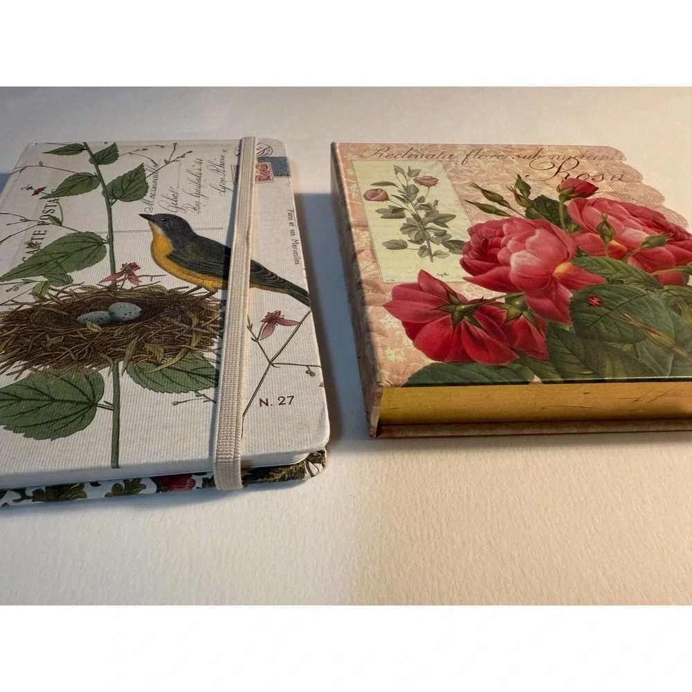 2‎ blank journals, Bird & Roses Nature. Lined Unused Beautiful Vintage